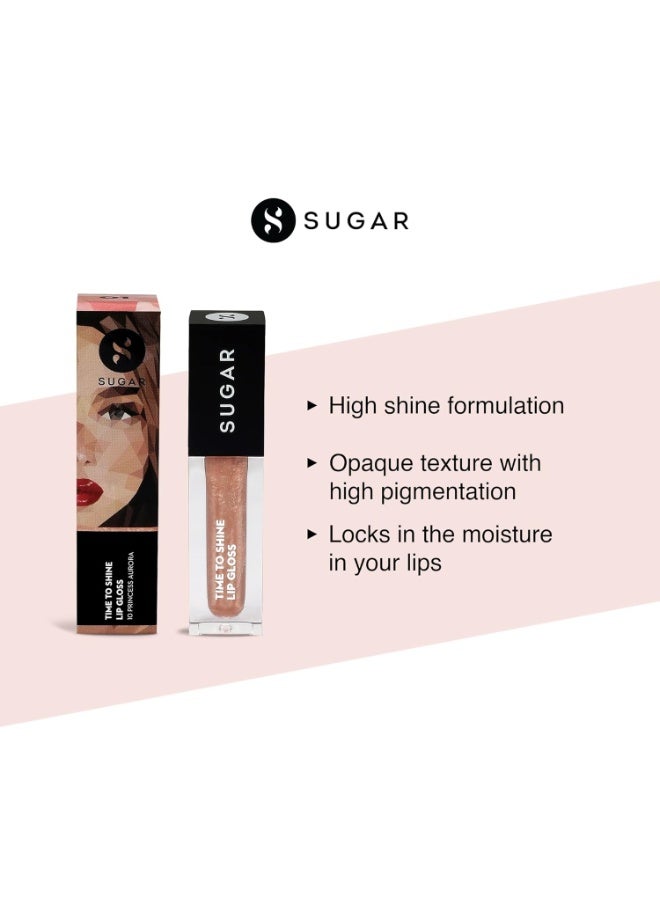 SUGAR Cosmetics - Time To Shine - Lip Gloss - 10 Princess Aurora (Golden beige with Shimmer) - 4.5 gms - High Shine Lip Gloss with Jojoba Oil - Image 3